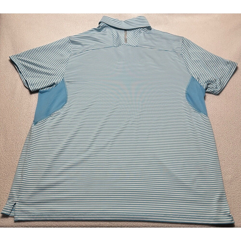 PGA Under Armour Golf Polo Shirt Mens XXL 2XL Blue Striped HeatGear Coldblack - Picture 6 of 10